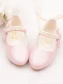 Girl's Leather With Bowknot Closed Toe Low Heel Flower Girl Shoes