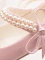 Girl's Leather With Bowknot Closed Toe Low Heel Flower Girl Shoes