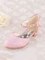 Girl's Leatherette With Rhinestone Closed Toe Low Heel Flower Girl Shoes