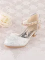 Girl's Leatherette With Rhinestone Closed Toe Low Heel Flower Girl Shoes