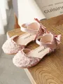 Girl's Artificial Leather With Beading Closed Toe Flat Heel Flower Girl Shoes