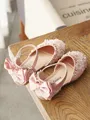 Girl's Artificial Leather With Beading Closed Toe Flat Heel Flower Girl Shoes