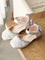 Girl's Artificial Leather With Beading Closed Toe Flat Heel Flower Girl Shoes