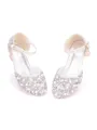 Girl's Artificial Leather With Pearl Closed Toe Low Heel Flower Girl Shoes