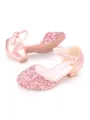 Girl's Artificial Leather With Pearl Closed Toe Low Heel Flower Girl Shoes