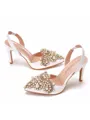 Women's Leatherette With Pearl Closed Toe Stiletto Heel Wedding Shoes