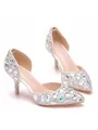 Women's Leatherette With Rhinestone Closed Toe Stiletto Heel Wedding Shoes
