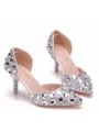 Women's Leatherette With Rhinestone Closed Toe Stiletto Heel Wedding Shoes