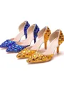 Women's Leatherette With Rhinestone Closed Toe Stiletto Heel Wedding Shoes