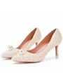 Women's Leatherette With Pearl Closed Toe Stiletto Heel Wedding Shoes