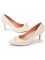 Women's Leatherette With Pearl Closed Toe Stiletto Heel Wedding Shoes