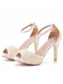 Women's Leatherette With Pearl Peep Toe Stiletto Heel Wedding Shoes