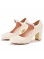 Women's Leatherette With Pearl Closed Toe Chunky Heel Wedding Shoes