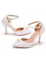 Women's Leatherette With Pearl Closed Toe Stiletto Heel Wedding Shoes