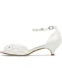 Women's Satin Peep Toe With Flower Cone Heel Wedding Shoes