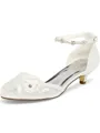 Women's Satin Peep Toe With Flower Cone Heel Wedding Shoes
