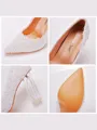 Women's Leatherette With Lace Closed Toe Chunky Heel Wedding Shoes