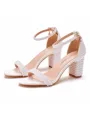 Women's Leatherette With Pearl Peep Toe Chunky Heel Wedding Shoes