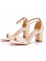 Women's Leatherette With Pearl Peep Toe Chunky Heel Wedding Shoes