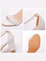 Women's Leatherette With Pearl Peep Toe Chunky Heel Wedding Shoes