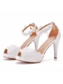Women's Leatherette With Flower Peep Toe Stiletto Heel Wedding Shoes