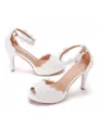 Women's Leatherette With Flower Peep Toe Stiletto Heel Wedding Shoes