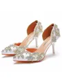 Women's Leatherette With Rhinestone Closed Toe Stiletto Heel Wedding Shoes