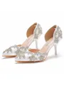 Women's Leatherette With Rhinestone Closed Toe Stiletto Heel Wedding Shoes