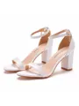 Women's Leatherette With Buckle Peep Toe Chunky Heel Wedding Shoes