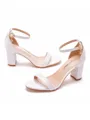 Women's Leatherette With Buckle Peep Toe Chunky Heel Wedding Shoes