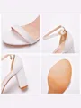 Women's Leatherette With Buckle Peep Toe Chunky Heel Wedding Shoes