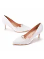 Women's Leatherette With Lace Closed Toe Stiletto Heel Wedding Shoes