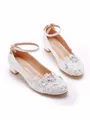 Women's Leatherette With Lace Closed Toe Chunky Heel Wedding Shoes