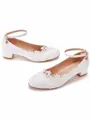 Women's Leatherette With Lace Closed Toe Chunky Heel Wedding Shoes