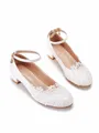 Women's Leatherette With Lace Closed Toe Chunky Heel Wedding Shoes