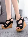 Women's Leatherette With Buckle Peep Toe Wedge Heel Wedding Shoes