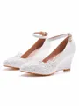 Women's PU With Lace Closed Toe Wedge Heel Wedding Shoes