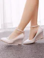 Women's PU With Lace Closed Toe Wedge Heel Wedding Shoes