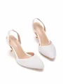 Women's PU With Pearl Closed Toe Stiletto Heel Wedding Shoes