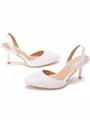 Women's PU With Pearl Closed Toe Stiletto Heel Wedding Shoes