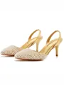 Women's PU With Pearl Closed Toe Stiletto Heel Wedding Shoes