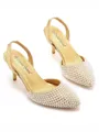 Women's PU With Pearl Closed Toe Stiletto Heel Wedding Shoes
