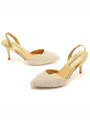 Women's PU With Pearl Closed Toe Stiletto Heel Wedding Shoes