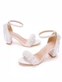 Women's PU With Flower Peep Toe Chunky Heel Wedding Shoes