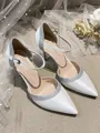 Women's Satin With Sequin Closed Toe Stiletto Heel Wedding Shoes