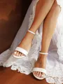 Women's PU With Buckle Peep Toe Flat Heel Wedding Shoes