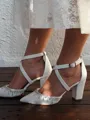 Women's PU With Ankle Strap Closed Toe Chunky Heel Wedding Shoes