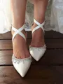 Women's PU With Ankle Strap Closed Toe Chunky Heel Wedding Shoes