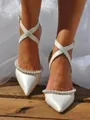 Women's PU With Ankle Strap Closed Toe Chunky Heel Wedding Shoes