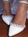 Women's PU With Rhinestone Closed Toe Chunky Heel Wedding Shoes